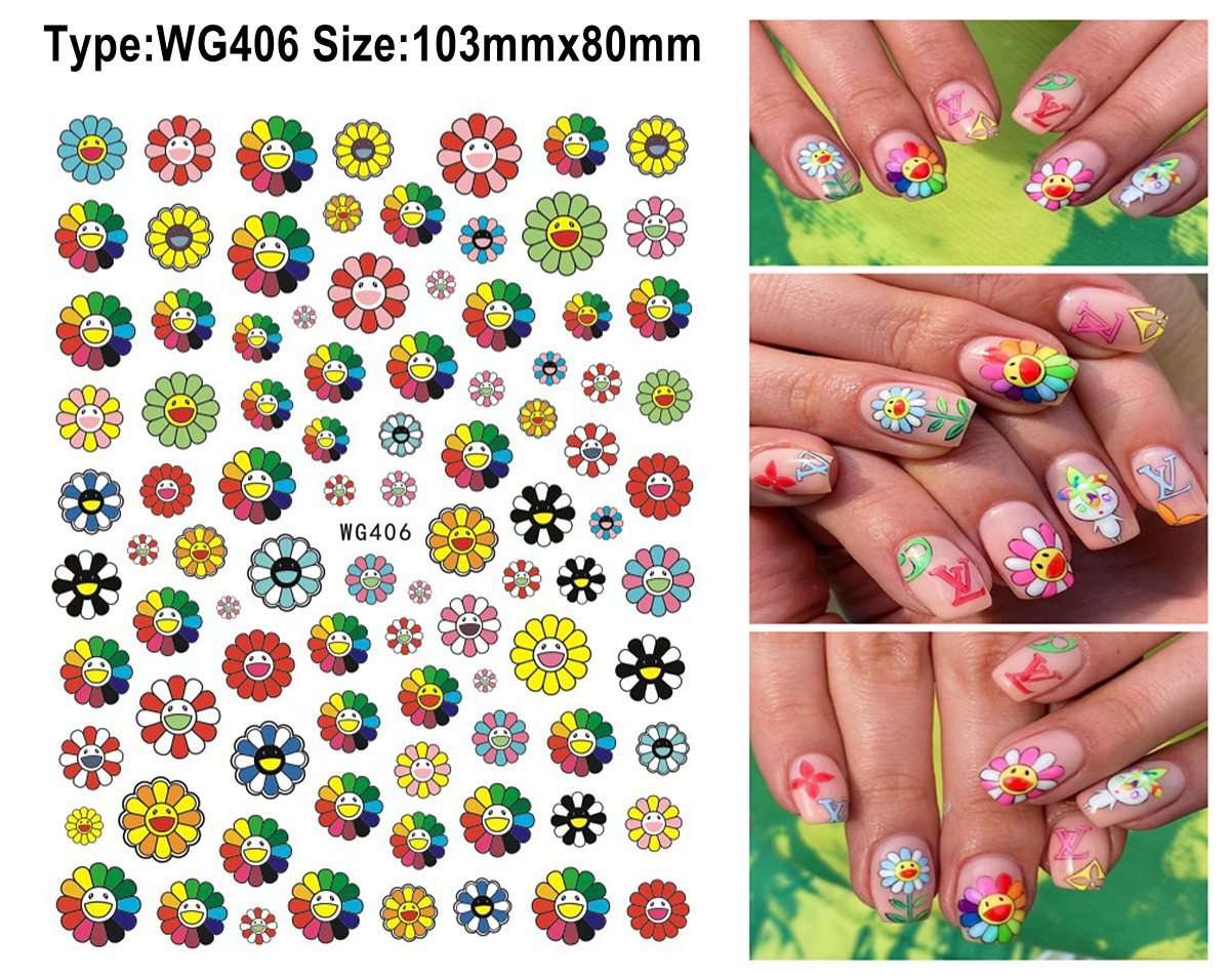 Smiley Face Emoji Emoticons Smile Amazing Extra-Thin 3D Nail Stickers WG