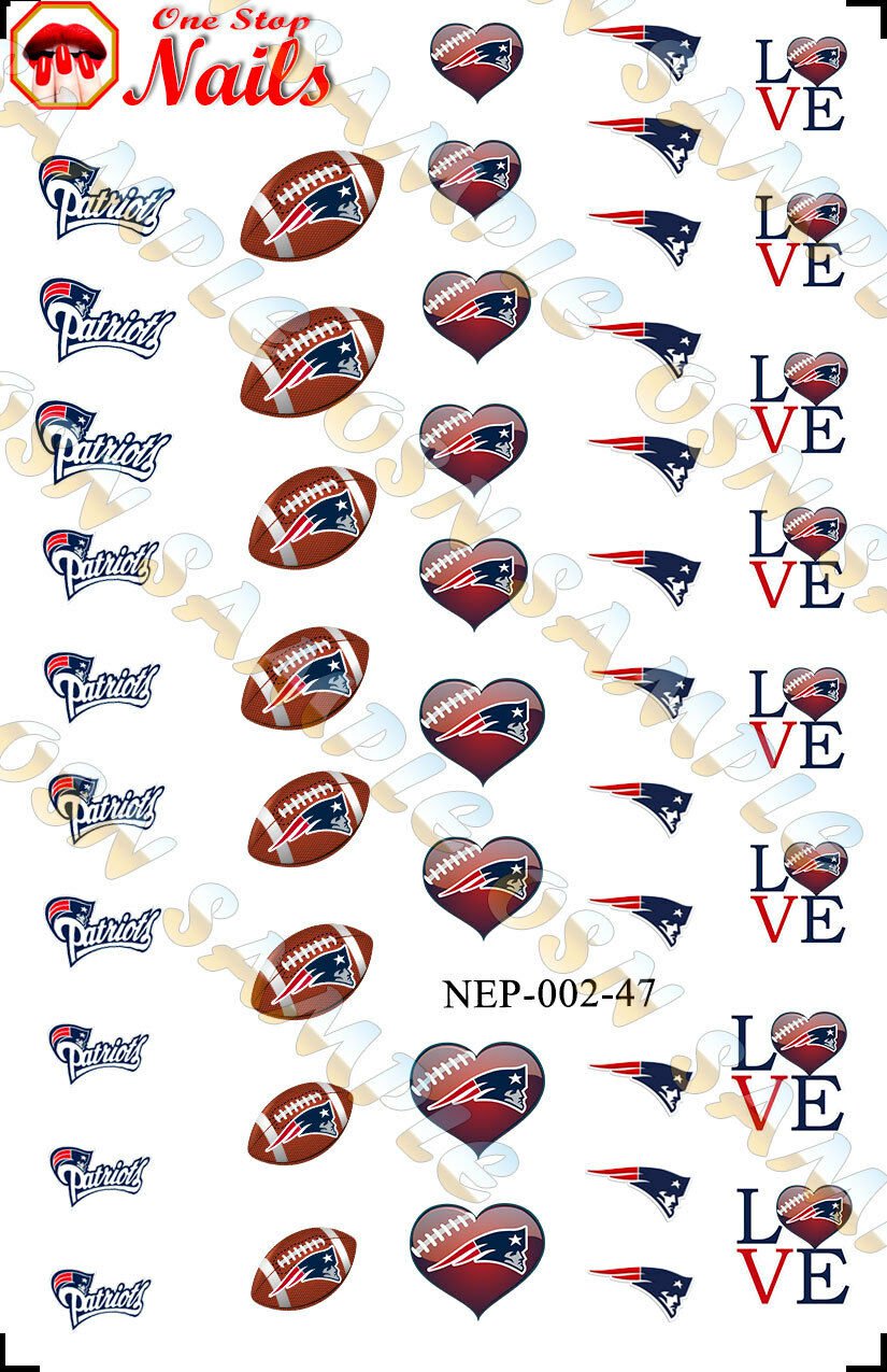 New England Patriots Football Nail Art Decals - Salon Quality!