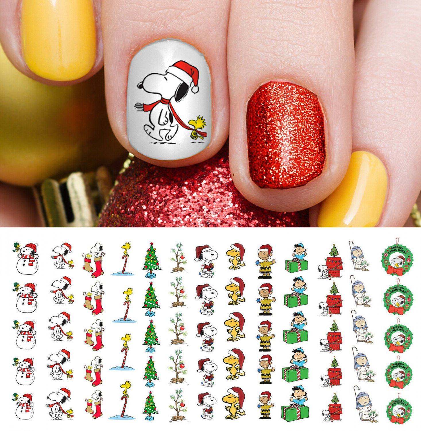 A Charlie Brown Christmas Snoopy Peanuts Waterslide Nail Art Decals