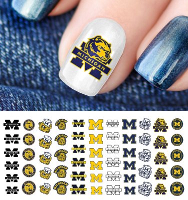 Michigan Wolverines College Sports Team Nail Art Decals - Salon