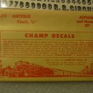 Champ Decals HO L-19 ANTIQUE BLACK 1/4" ALPHABET & NUMBER SET, NEW, UNUSED
