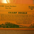 Champ Decals HO HB-385 GREAT NORTHEN BOX CAR SET  (BIG SKY BLUE) NEW UNUSED