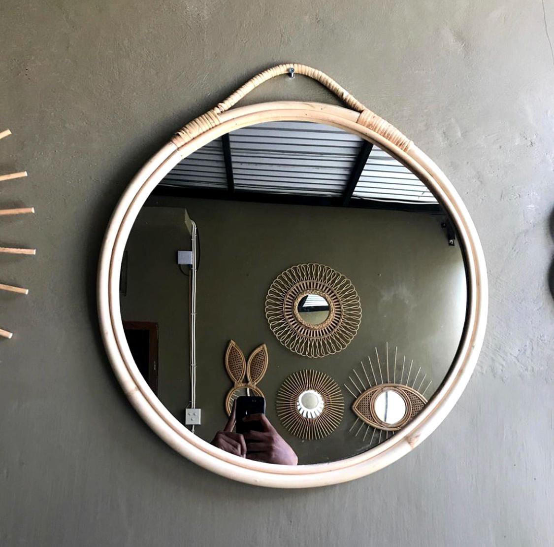 Simple Round Natural Rattan Mirror Frame | FREE Shipping*