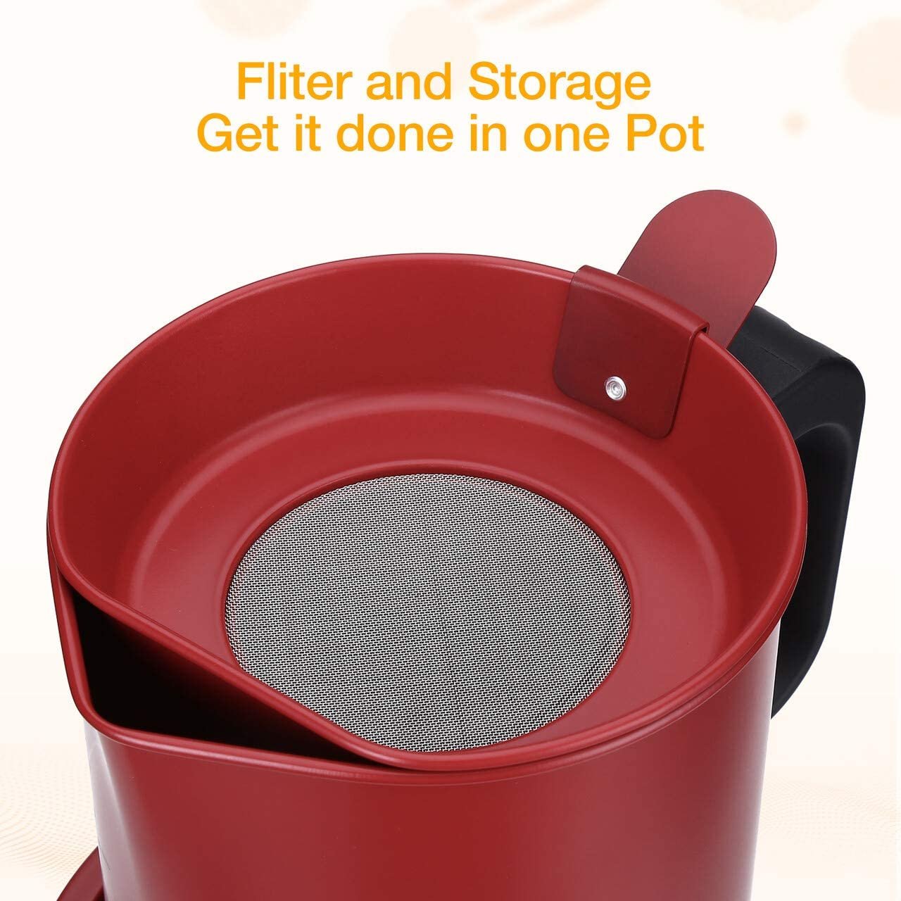 1.7L Stainless Steel Oil Strainer Pot Grease Container Can Keeper with Lid