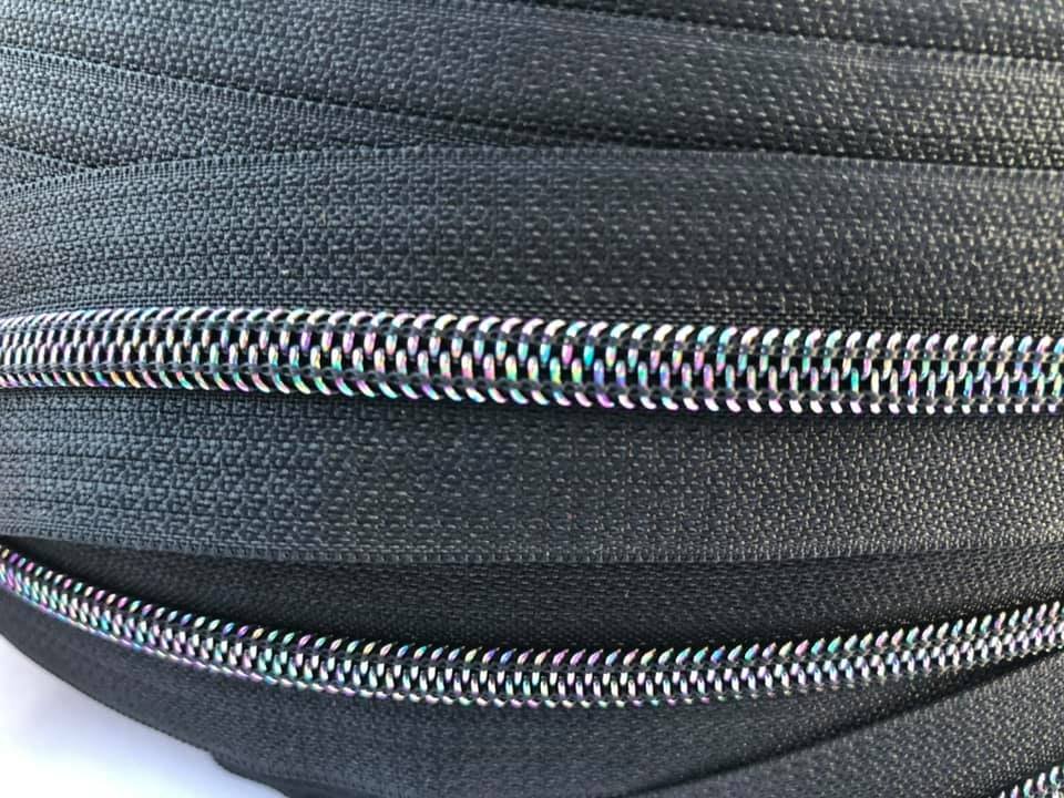 BLACK Oil Slick #5 Nylon Zipper Tape By the Yard