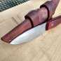 Handforged 4" Camping Knife, Custom Leather Sheath, High Carbon Steel.