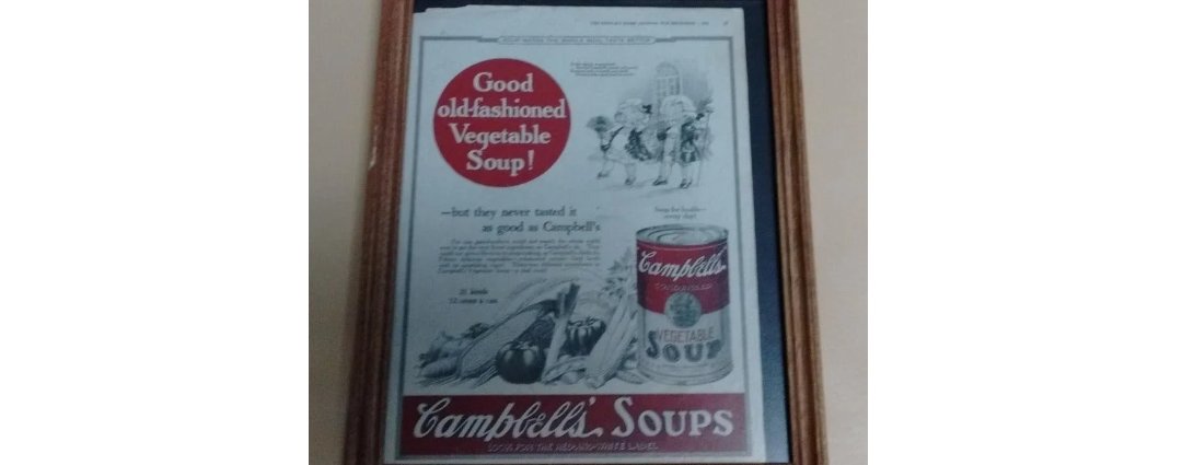 Antique 1923 Campbell's Old-Fashioned Vegetable Soup Ad - Framed