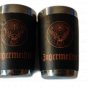 J&Atilde;�GERMEISTER Shot Glass Set of 2 Stainless with Orange Logo on Faux Black Wrap