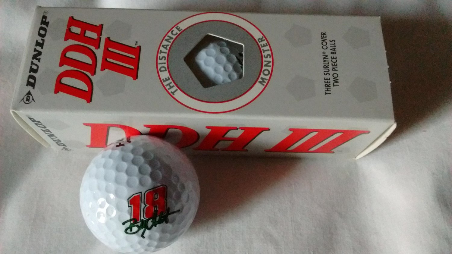 Bobby Labonte 18 Logo Dunlop DDH Distance 110, 3 Pack Vintage Golf Balls