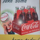Coca-Cola "Take Some Home Today" Bottle Cap Boy Vintage Metal Sign Circa 1990's