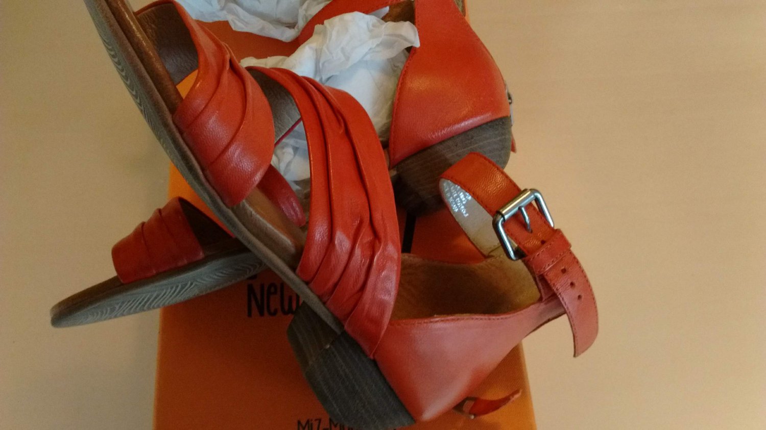 Miz Mooz Ladies Cassie Leather Heeled Sandals, Mandarin Color Size 37 EU, 6.5 US