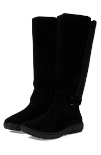 Clarks Women's Caroline Style Buckled Zip Black Riding Boots, Suede, 6.5 M Shoes