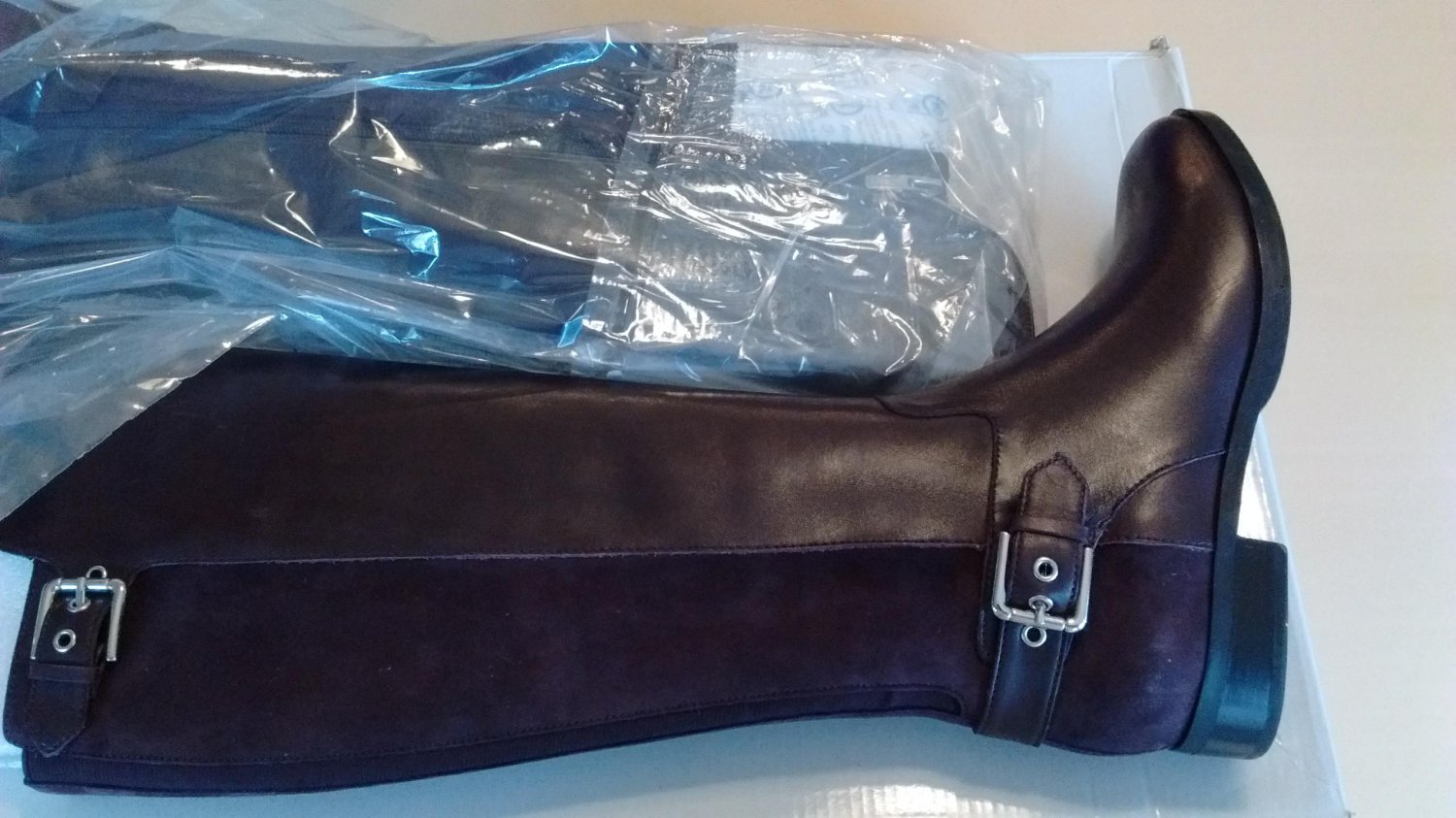 Marc Fisher Leather Calf High Women's Faux Fur Buckle Boots, Damsel, Burgundy 6M