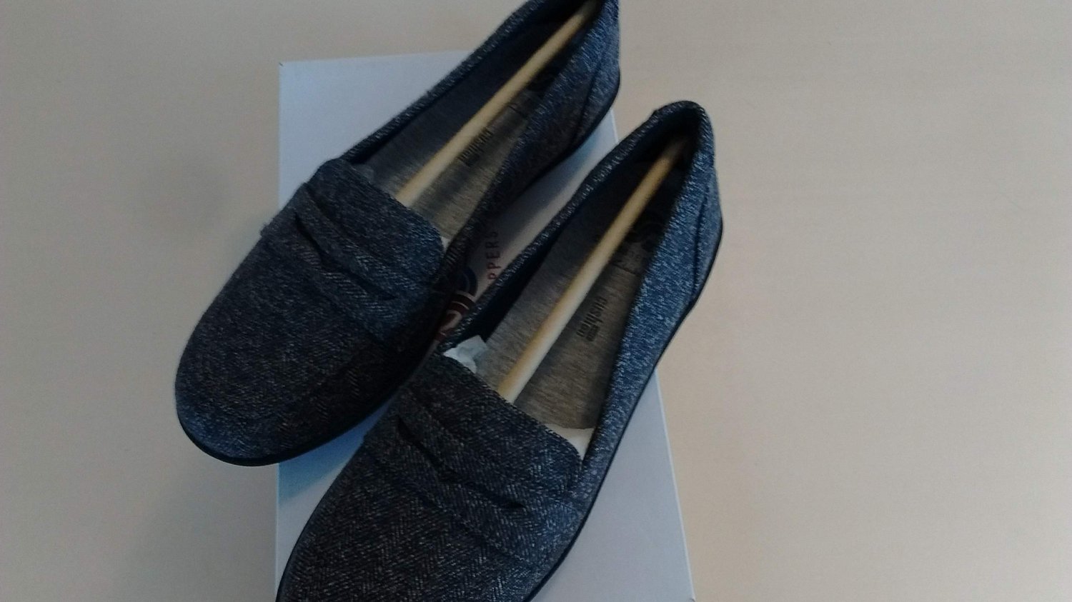 Clarks Cloudsteppers Ladies AYLA Loafer Tweed Shoes, Womens Dark Grey 6M US