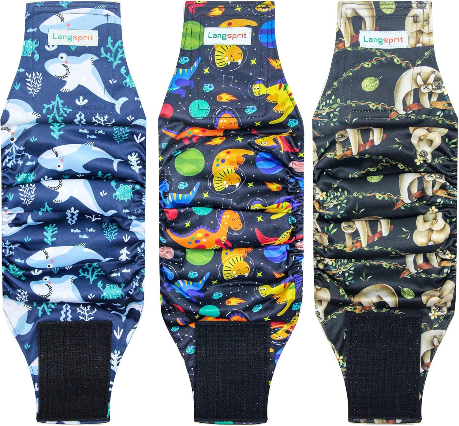 Langsprit Male Washable Belly Bands for Dogs (Pack of 3) XL Doggie Diapers