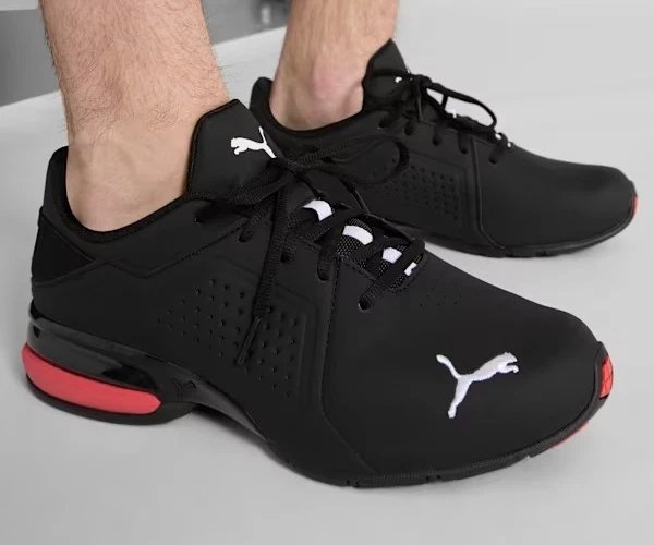 Puma Black w/White Viz Runner Men's Training Shoes Size 12D Med Fitness Sneakers
