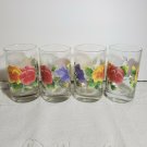 4 Pieces Floral Pattern Juice Glasses or Tumblers 4" H x 2 1/4" Diam OA4C09