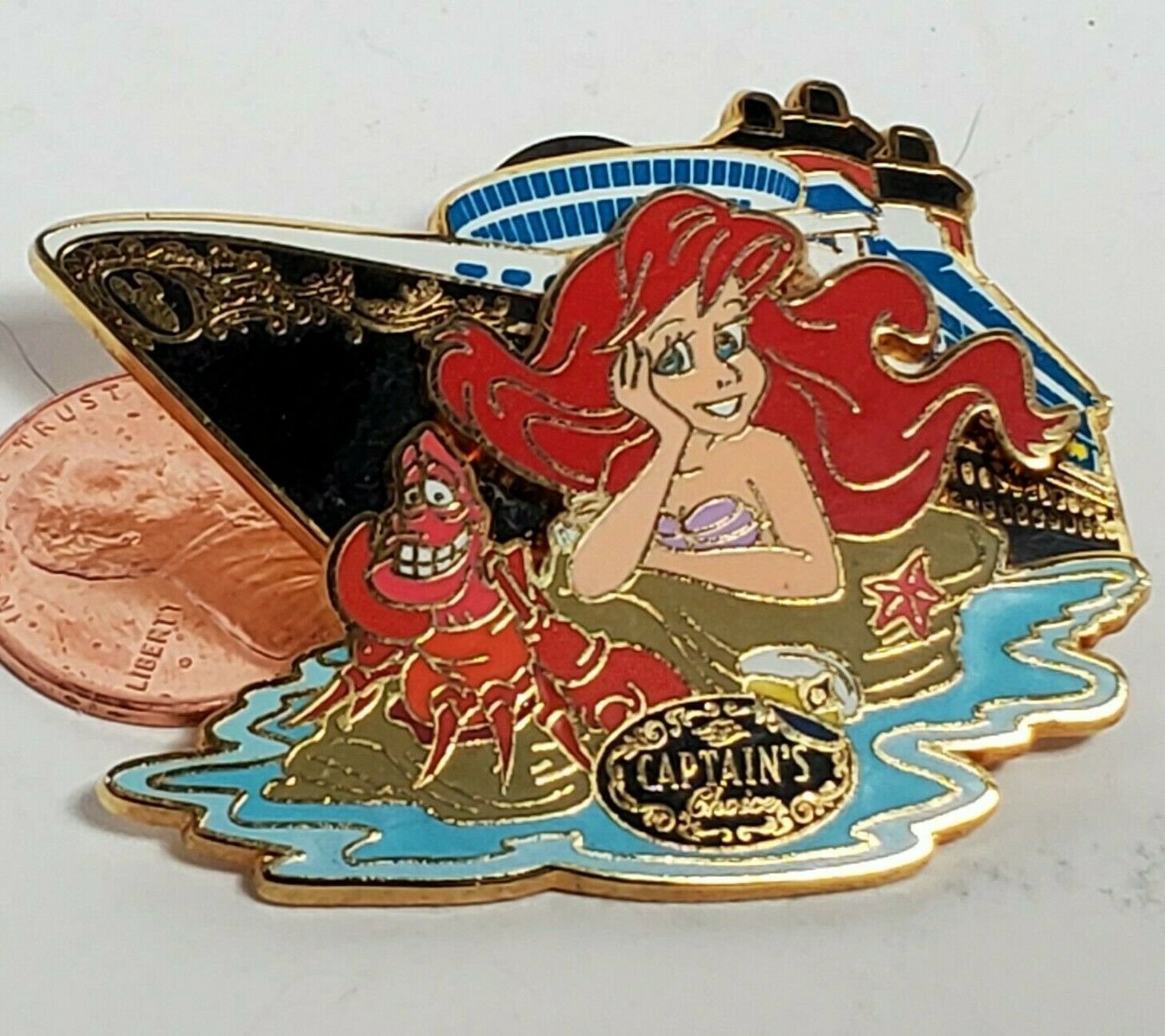 Disney Cruise Line Captain's Choice Pin with Ariel Sebastian Little Mermaid 2008