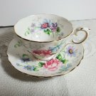 Floral Tea Cup & Saucer Crown Staffordshire England Fine Bone China OA4A08
