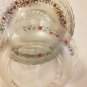 Vintage KIM Glass Soup Salad Bowls Frosted and Rose Applique Indonesia OC4B14