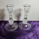 Vintage Lead Crystal Diamond Cut Candlesticks Candle Holder 6.5" H x 4" D OA3C05