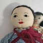 Vintage Chinese Cloth Doll with Baby Ada Lum? Tripod Mark? No tag 13" Hand Sewn?