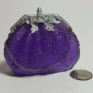 Acrylic Purple Purse Figurine with Chain Accent and Rose Adorned 2" H OC4A18