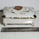 Vintage Porcelain 4"x6" Wheat Trinket Box Majolica Style Japan 22K Gold OA4B09
