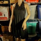 NEW Black Knee Length Halter Top Dress with Floral Tie Spiegel Size M 100% Rayon