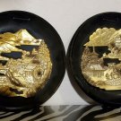 The World Gift Co, Inc. Vintage RARE Metal Decorative Plates Japan Scene OA3B15