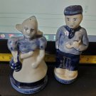 Salt & Pepper Delfts Blue Holland Couple Tall Folk Costumes Hand Painted Vintage