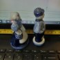 Salt & Pepper Delfts Blue Holland Couple Tall Folk Costumes Hand Painted Vintage