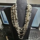 Vintage MultiStrand Chain Acrylic Necklace Clear & Blk USA SHIP 18-21" ODJB01 04