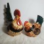 Ceramic Rooster Hen Pair Figurines 7.5" High Country Farm Decor Chips OA3B06