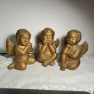 Trio Cute Ceramic Cherubs 6 1/2" Tall Bronze Color Table Top Decoration OA4B08