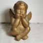 Trio Cute Ceramic Cherubs 6 1/2" Tall Bronze Color Table Top Decoration OA4B08