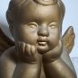 Trio Cute Ceramic Cherubs 6 1/2" Tall Bronze Color Table Top Decoration OA4B08