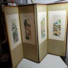 Very Vintage Japanese Byobu 4 Panel Folding Table Top Screen 34" T 49" W OB4C01