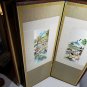 Very Vintage Japanese Byobu 4 Panel Folding Table Top Screen 34" T 49" W OB4C01