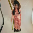 Vintage Authentic Viet-Nam Souvenir Doll 16" Female 1960s Beautiful Face OA5C20