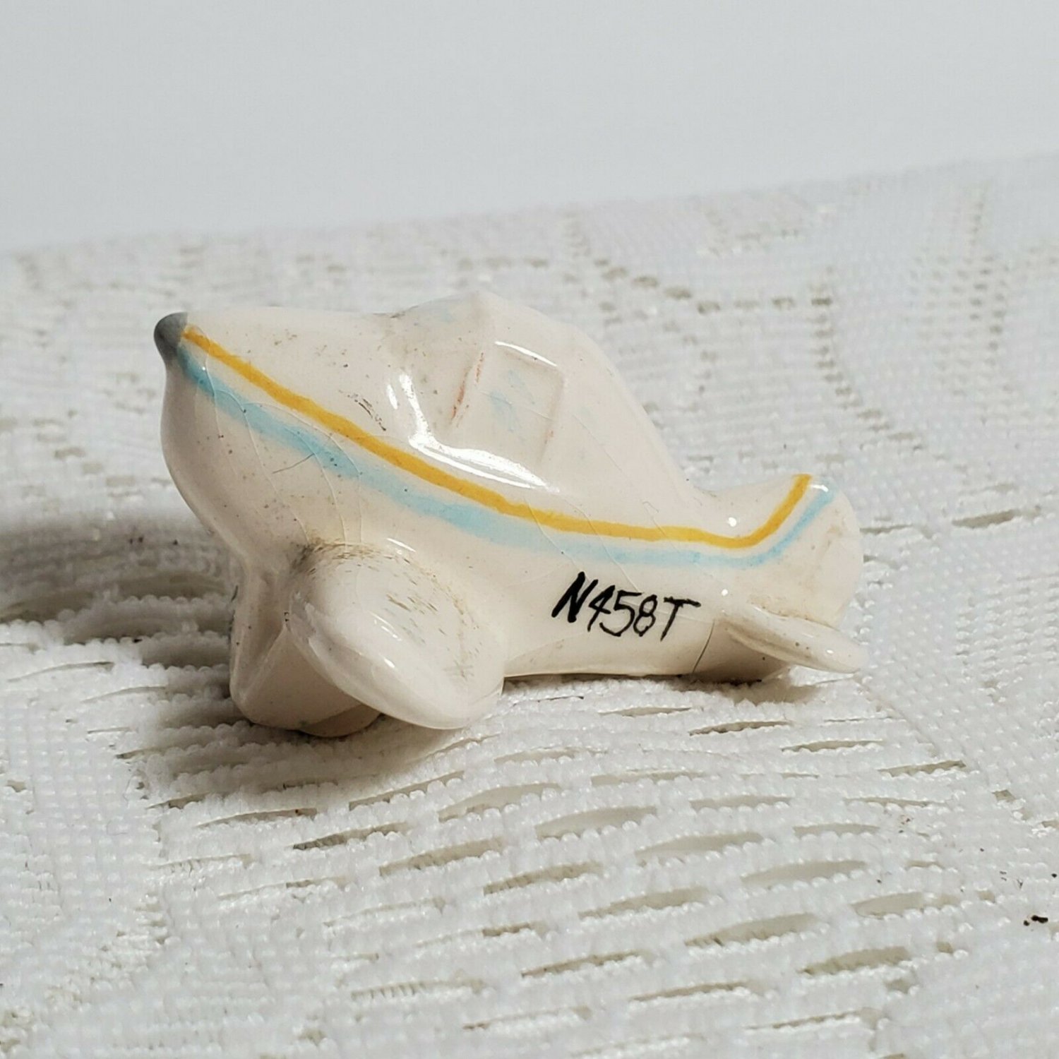 Miniature Porcelain Ceramic Airplane Single Engine Type 2 1/4" Small Chip OA2C12
