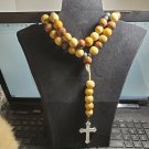 Wood Rosary Necklace USA SHIPPER 26" Slip Over with 4" drop 2" Cross ODJB01 03