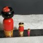 Vintage Nesting Geisha Kokeshi Bobble Head 3 pc NESTING Dolls! Japan OA4B19