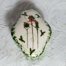 Birdhouse & Holly Design Hand Painted Covered Porcelain Trinket Jewel Box OA3B12