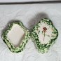 Birdhouse & Holly Design Hand Painted Covered Porcelain Trinket Jewel Box OA3B12