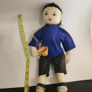 Vintage Chinese Cloth Doll & Baskets Ada Lum? Tripod Mark? No tag 13" Hand Sewn?