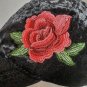 David And Young New York Velvet Look Polyester Blk Mom Hat Cap Embroidered Rose