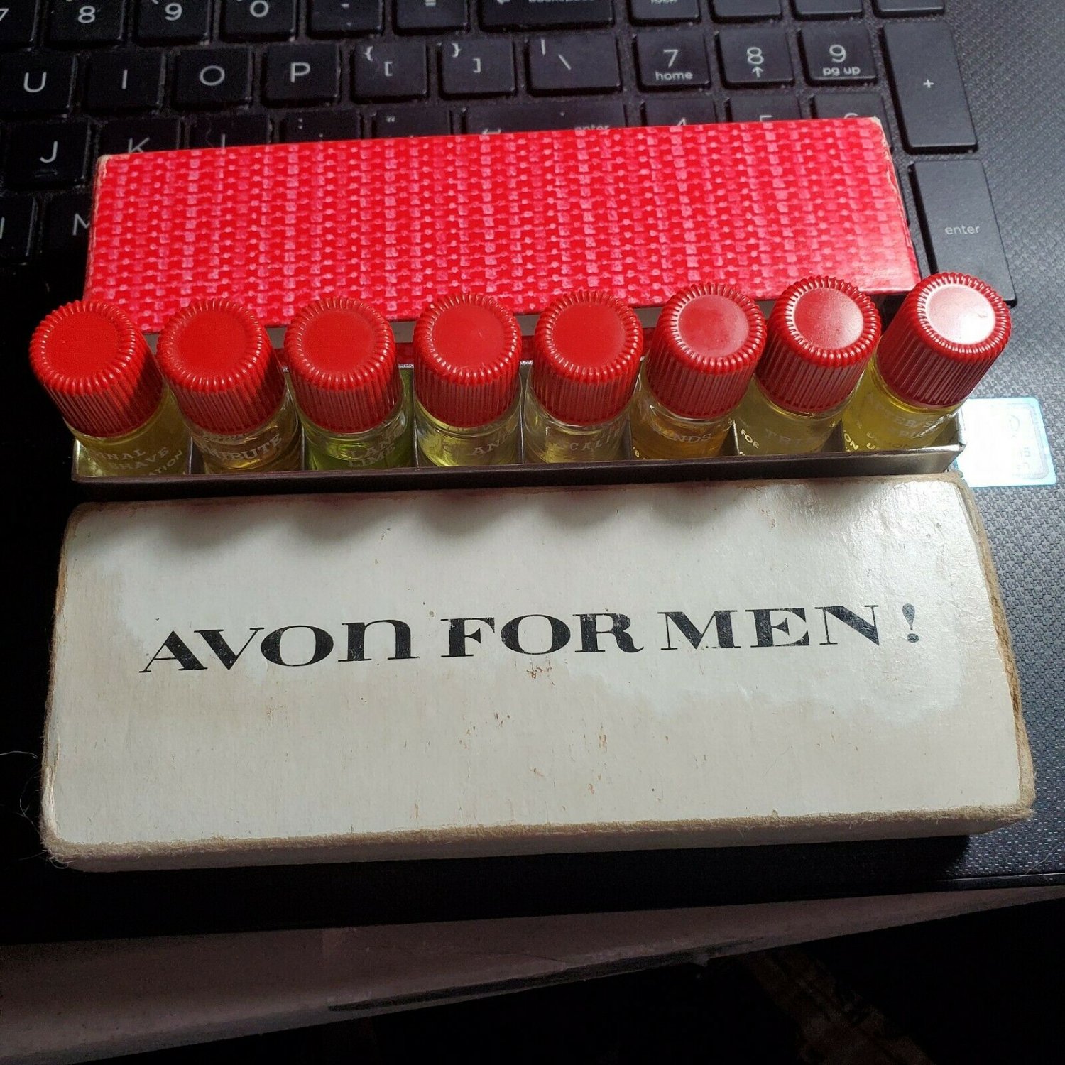 Very Vintage Glass Sample Set Avon for Men! 8 Fragrances 1/8 oz each  OA2B09
