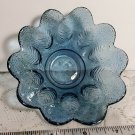 Cobalt Blue Pressed Glass Bowl Leaf Relief Imprint 3S Blenko? Scalloped OA4A12
