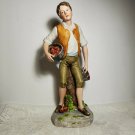 Vintage HOMCO Collection Apple Basket Boy Japan #1416 Figurine 12" Chip OA3C04